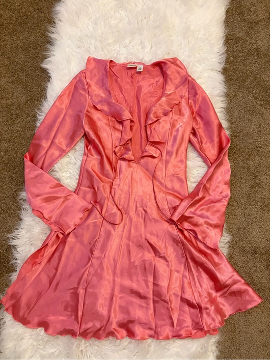 Frederick's of Hollywood Dresses & Skirts - Pink Satin Ruffle Mini Dress